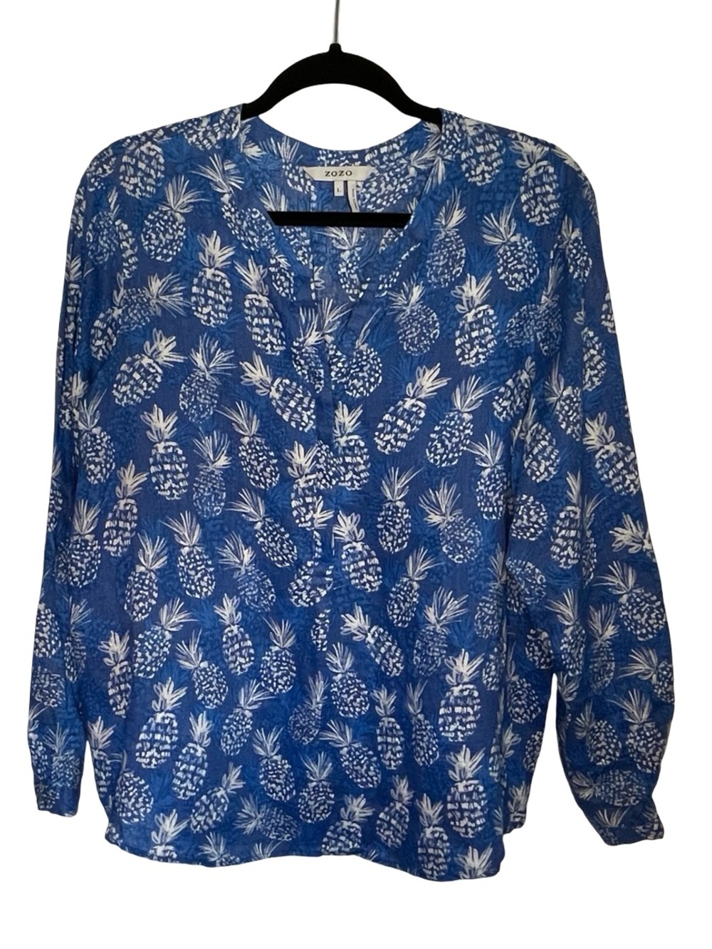 Zozo Pineapple Print 100% Linen Top